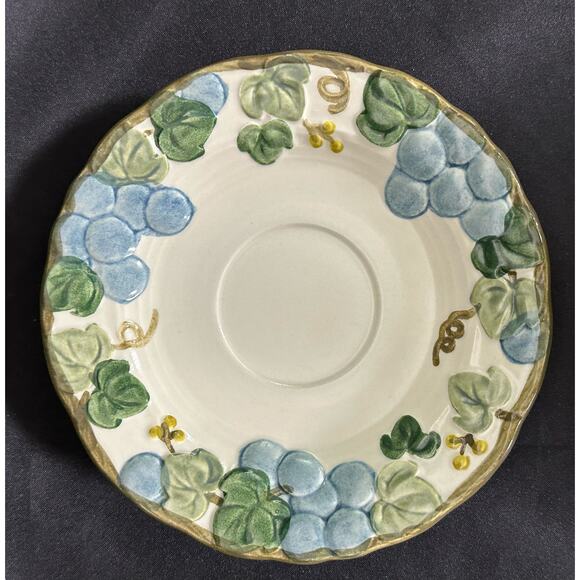 METLOX Poppy Trail Sculptured Blue Grape Vintage Cup and Saucer Set - Picture 4 of 7